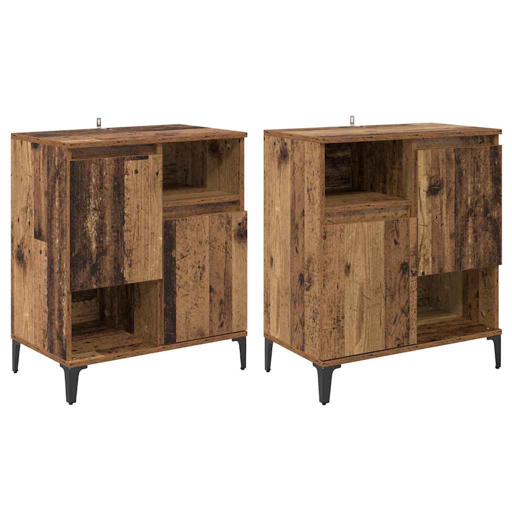 Oldalszekrények 2 pcs Öreg fa 60 x 35 x 70 cm Szerelt Fa
