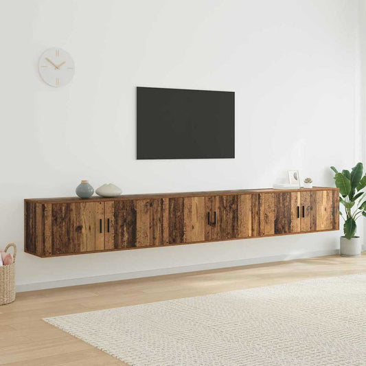 Fali TV szekrény szett 3 pcs Öreg fa 100 x 34,5 x 40 cm Faanyag