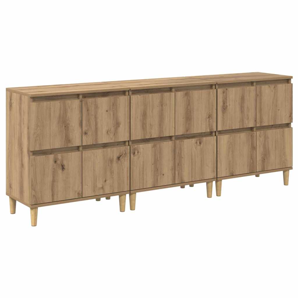 Oldalszekrények 3 db Artisan tölgy 60 x 35 x 70 cm Szerelt Fa
