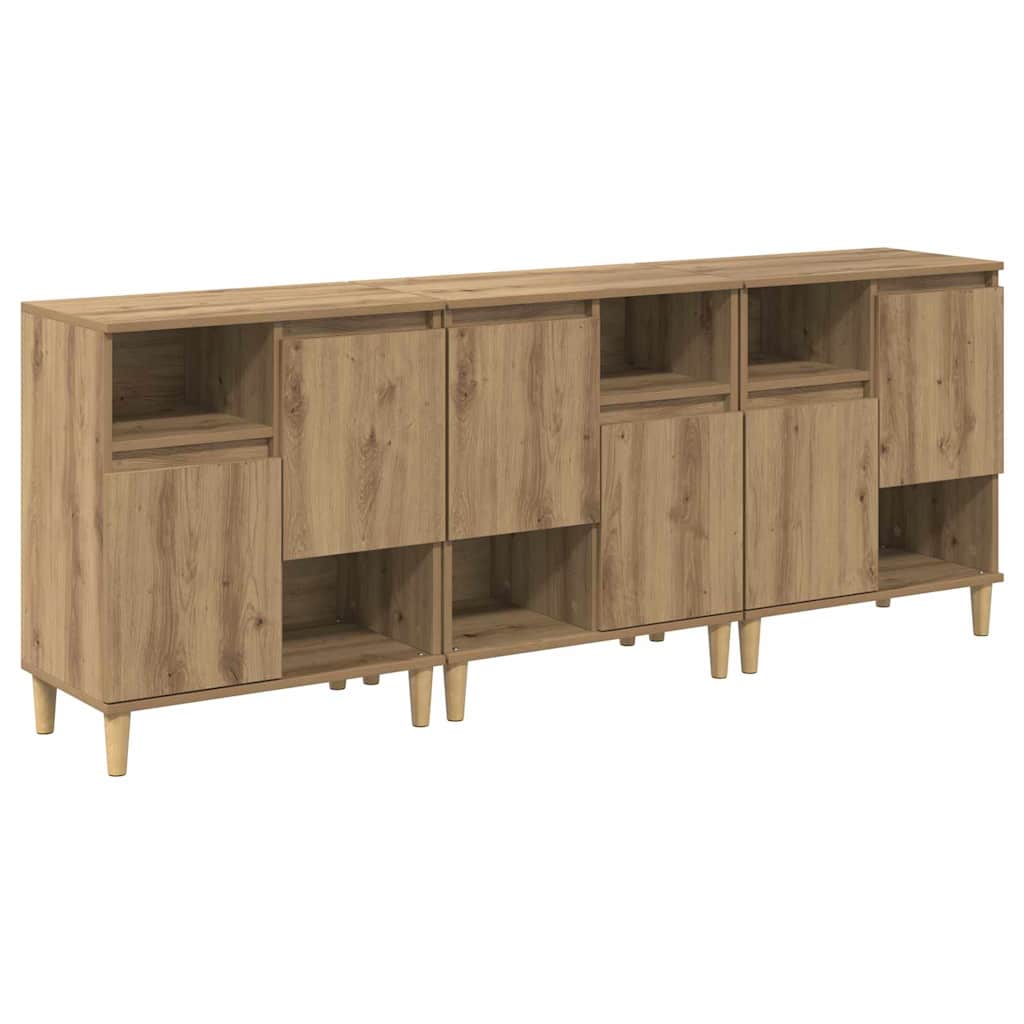 Oldalszekrények 3 db Artisan tölgy 60 x 35 x 70 cm Szerelt Fa