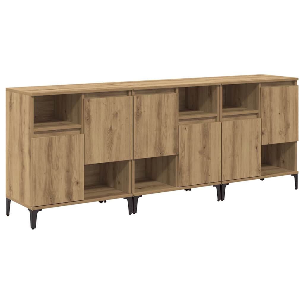 Oldalszekrények 3 db Artisan tölgy 60 x 35 x 70 cm Szerelt Fa