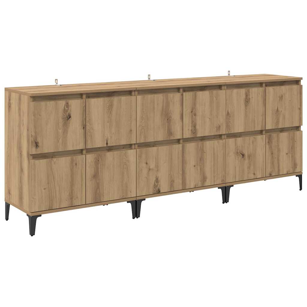 Oldalszekrények 3 db Artisan tölgy 60 x 35 x 70 cm Szerelt Fa