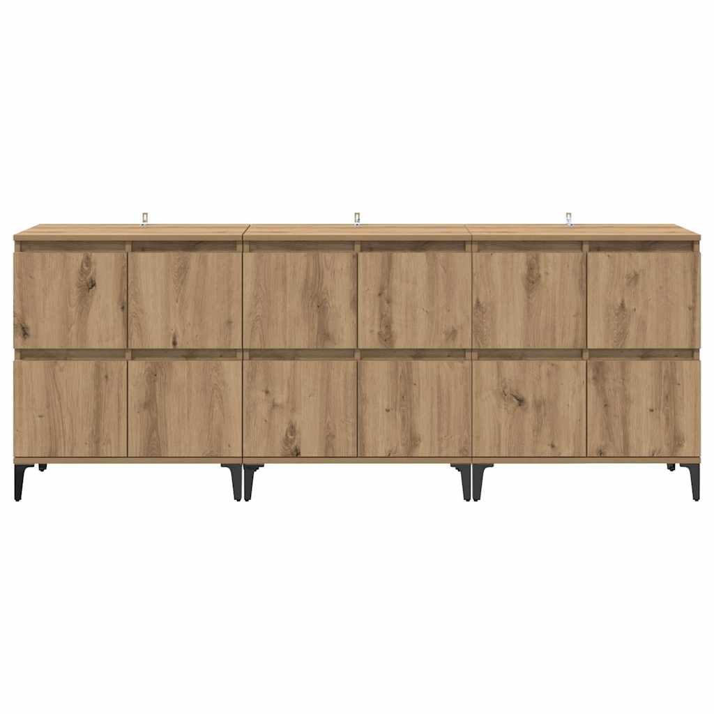 Oldalszekrények 3 db Artisan tölgy 60 x 35 x 70 cm Szerelt Fa