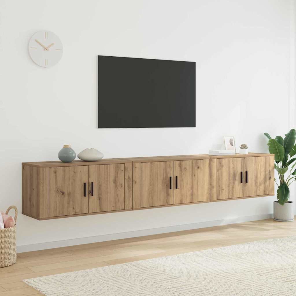 Fali TV szekrény szett 3 db Artisan tölgy Szerelt Fa