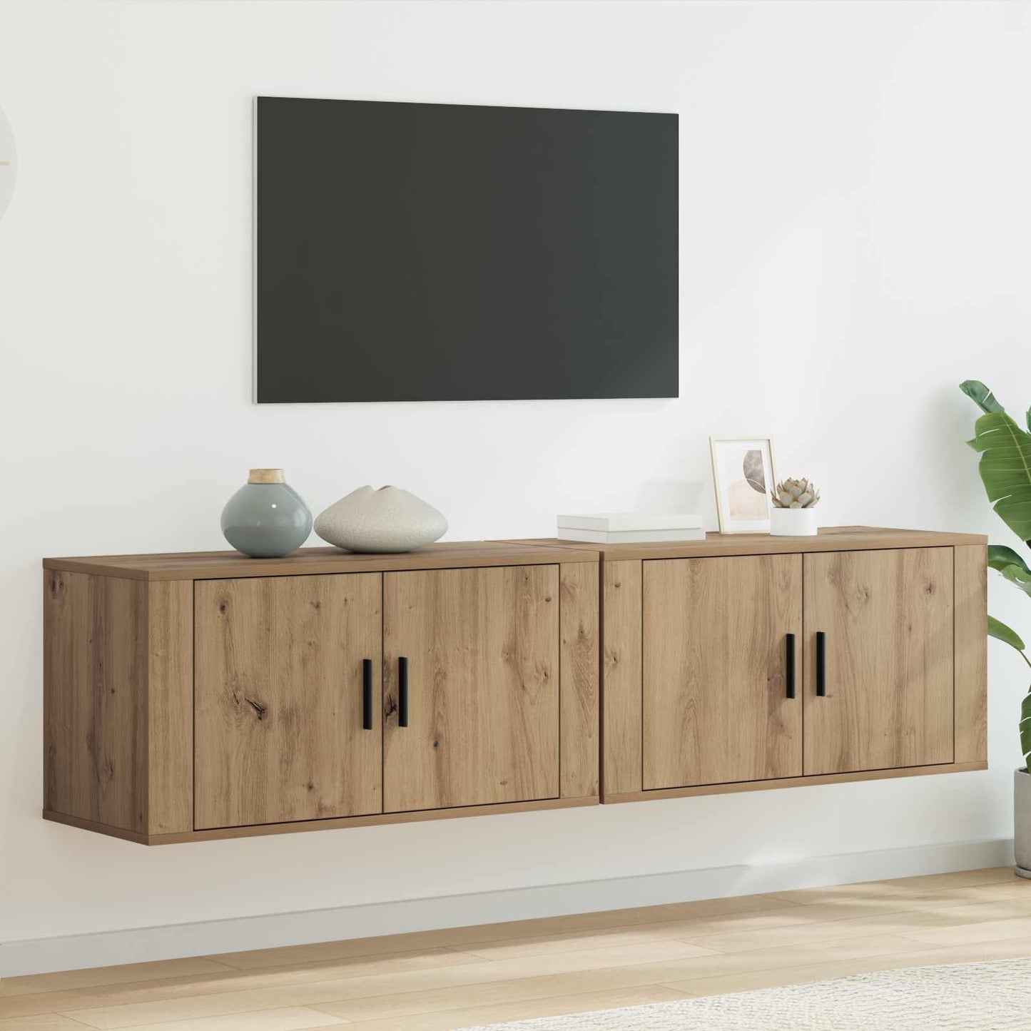 Fali TV szekrény szett 2 db Artisan tölgy Szerelt Fa