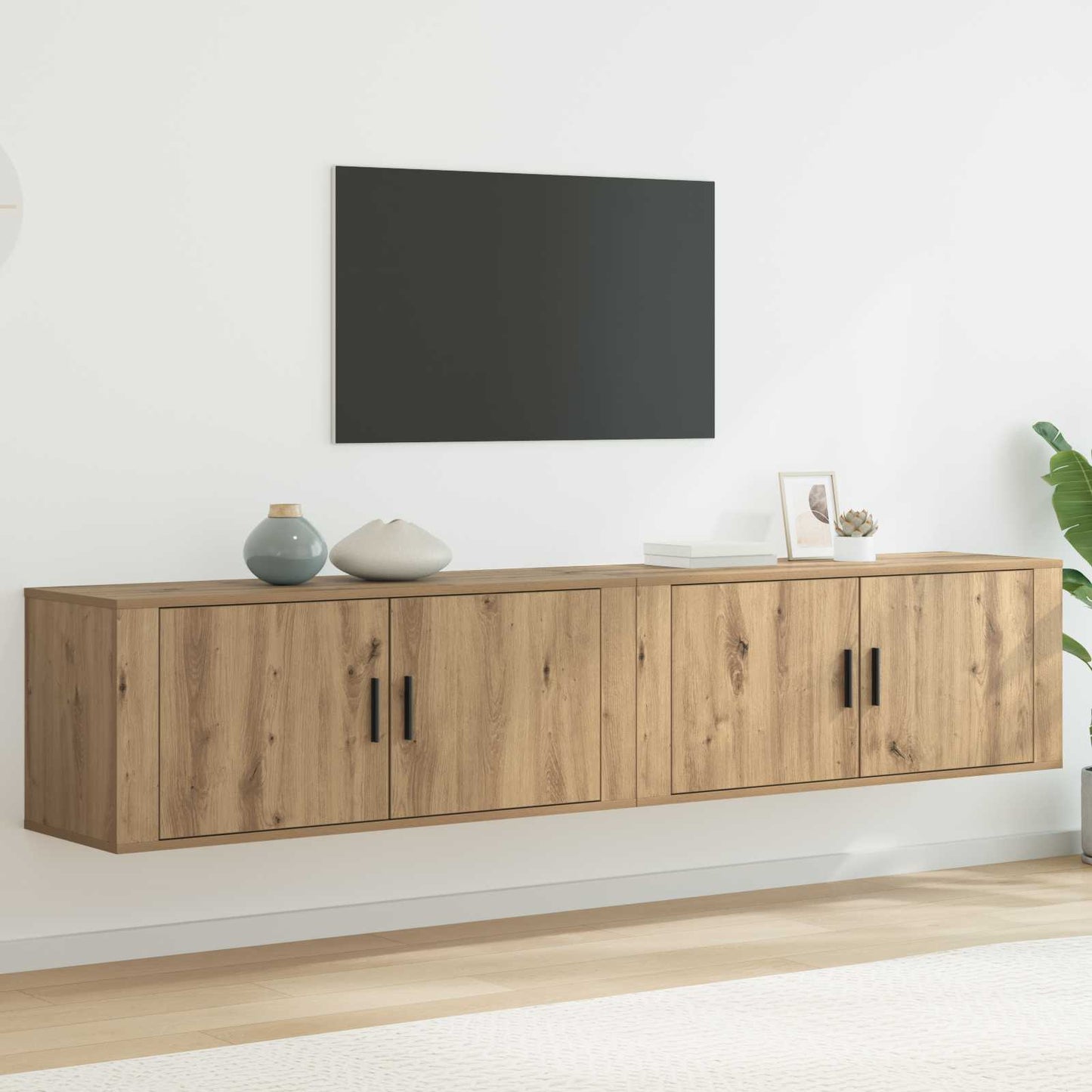 Fali TV szekrény szett 2 pcs Artisan tölgy Szerelt Fa