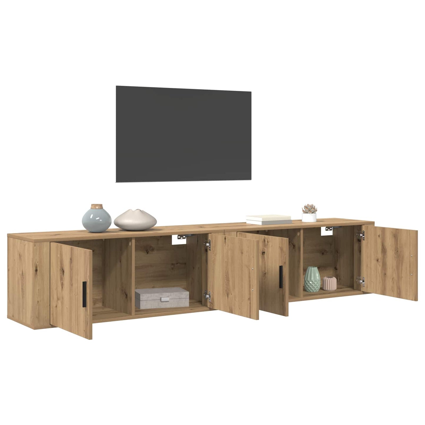Fali TV szekrény szett 2 pcs Artisan tölgy Szerelt Fa