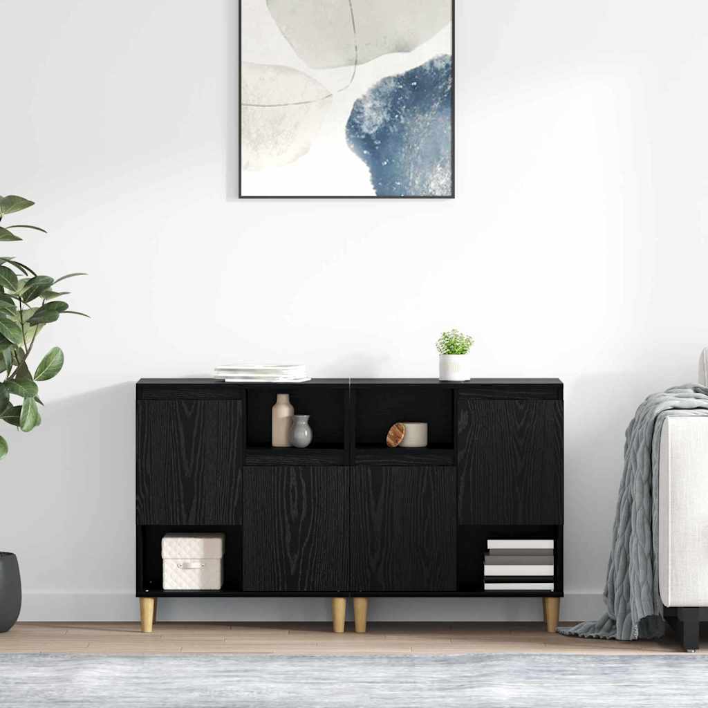 Oldalszekrények 2 pcs Fekete tölgy 60 x 35 x 70 cm Szerelt Fa