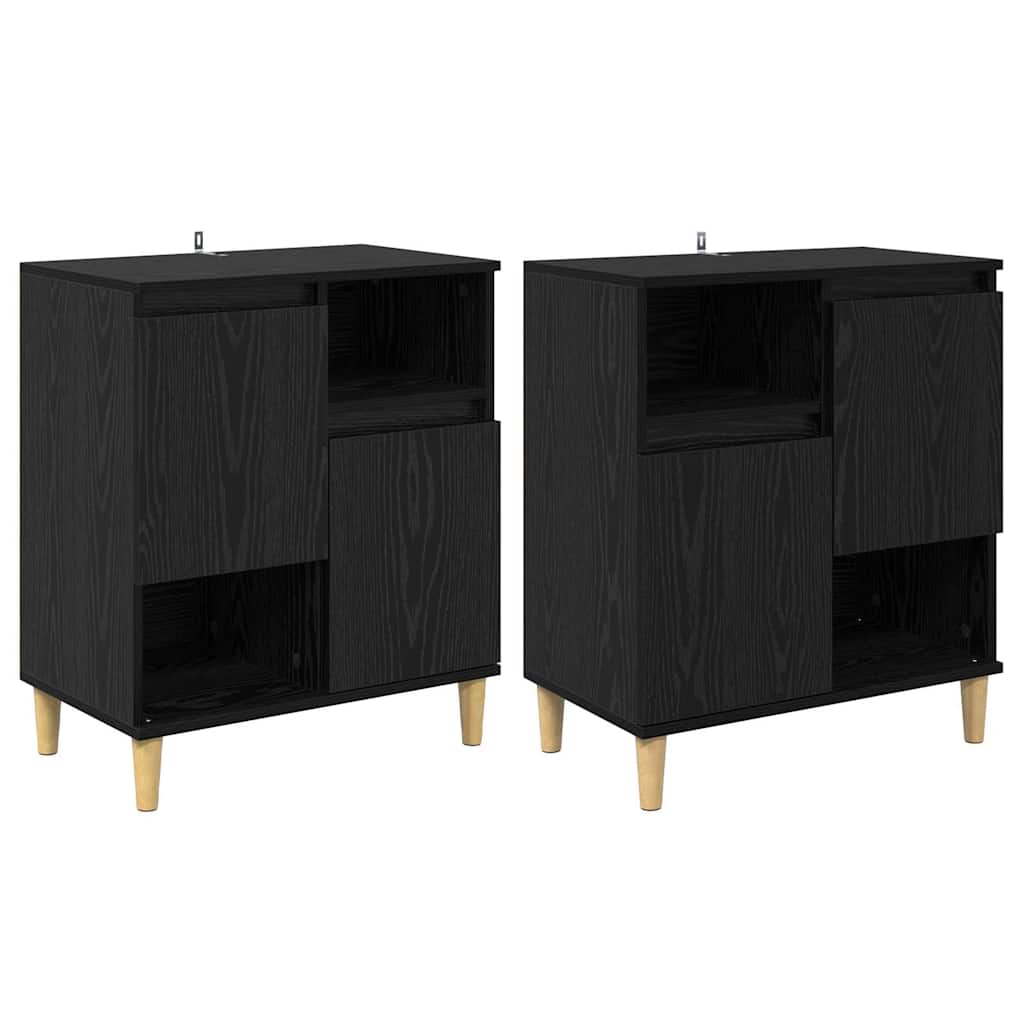 Oldalszekrények 2 pcs Fekete tölgy 60 x 35 x 70 cm Szerelt Fa