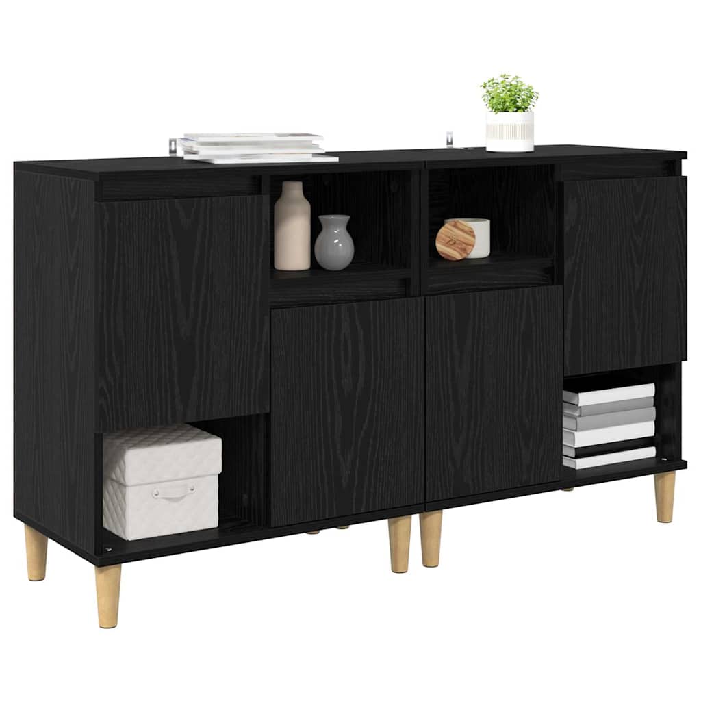 Oldalszekrények 2 pcs Fekete tölgy 60 x 35 x 70 cm Szerelt Fa