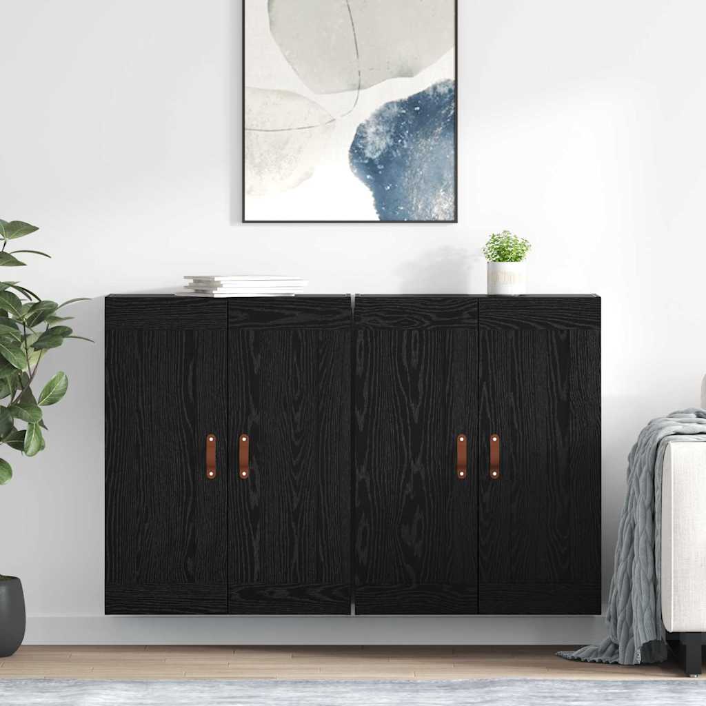 Fali szekrény 2 db Fekete tölgy 69,5 x 34 x 90 cm Szerelt Fa