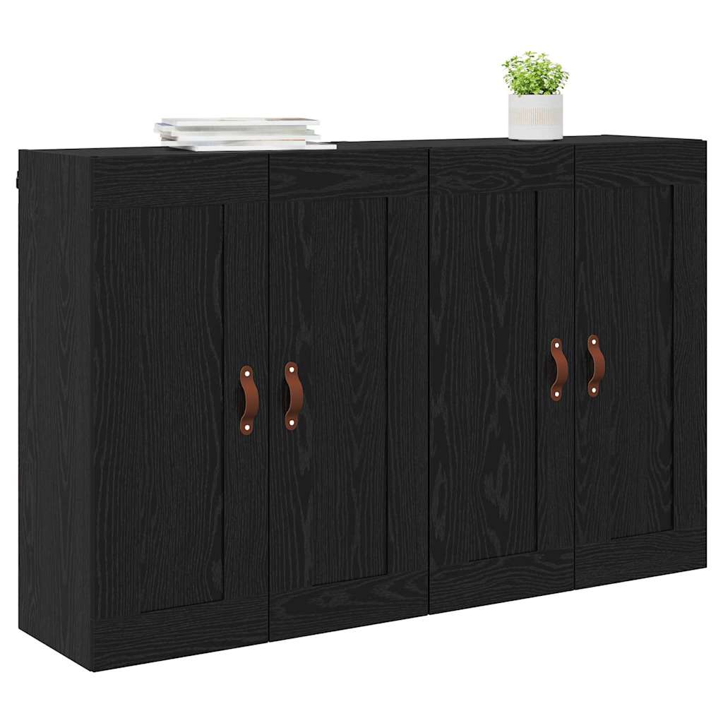 Fali szekrény 2 db Fekete tölgy 69,5 x 34 x 90 cm Szerelt Fa