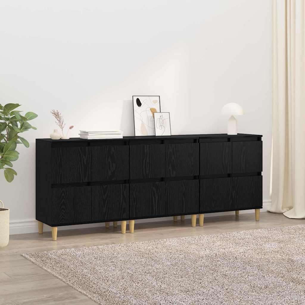 Oldalszekrények 3 db Fekete tölgy 60 x 35 x 70 cm Szerelt Fa