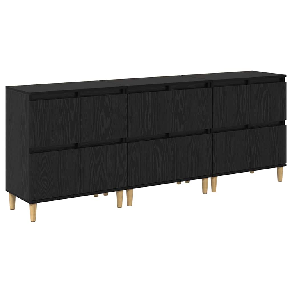 Oldalszekrények 3 db Fekete tölgy 60 x 35 x 70 cm Szerelt Fa