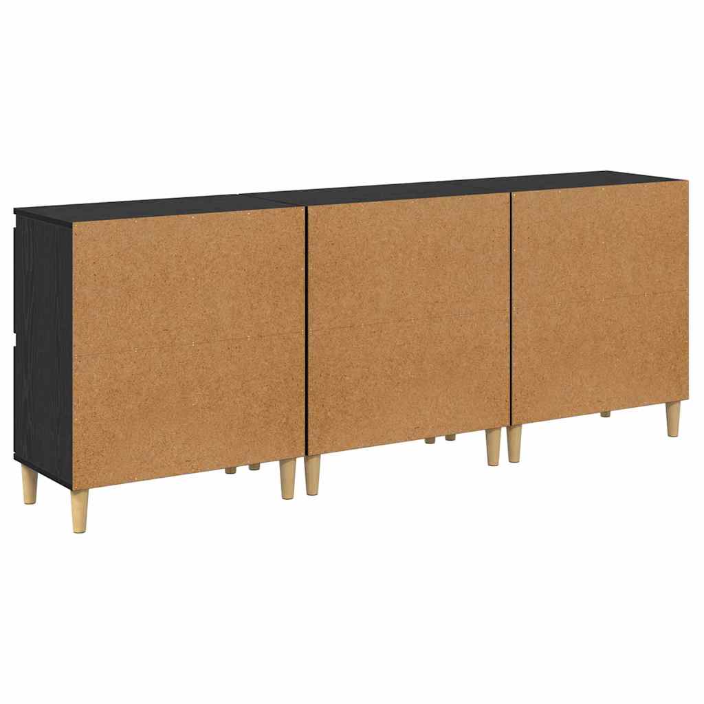 Oldalszekrények 3 db Fekete tölgy 60 x 35 x 70 cm Szerelt Fa