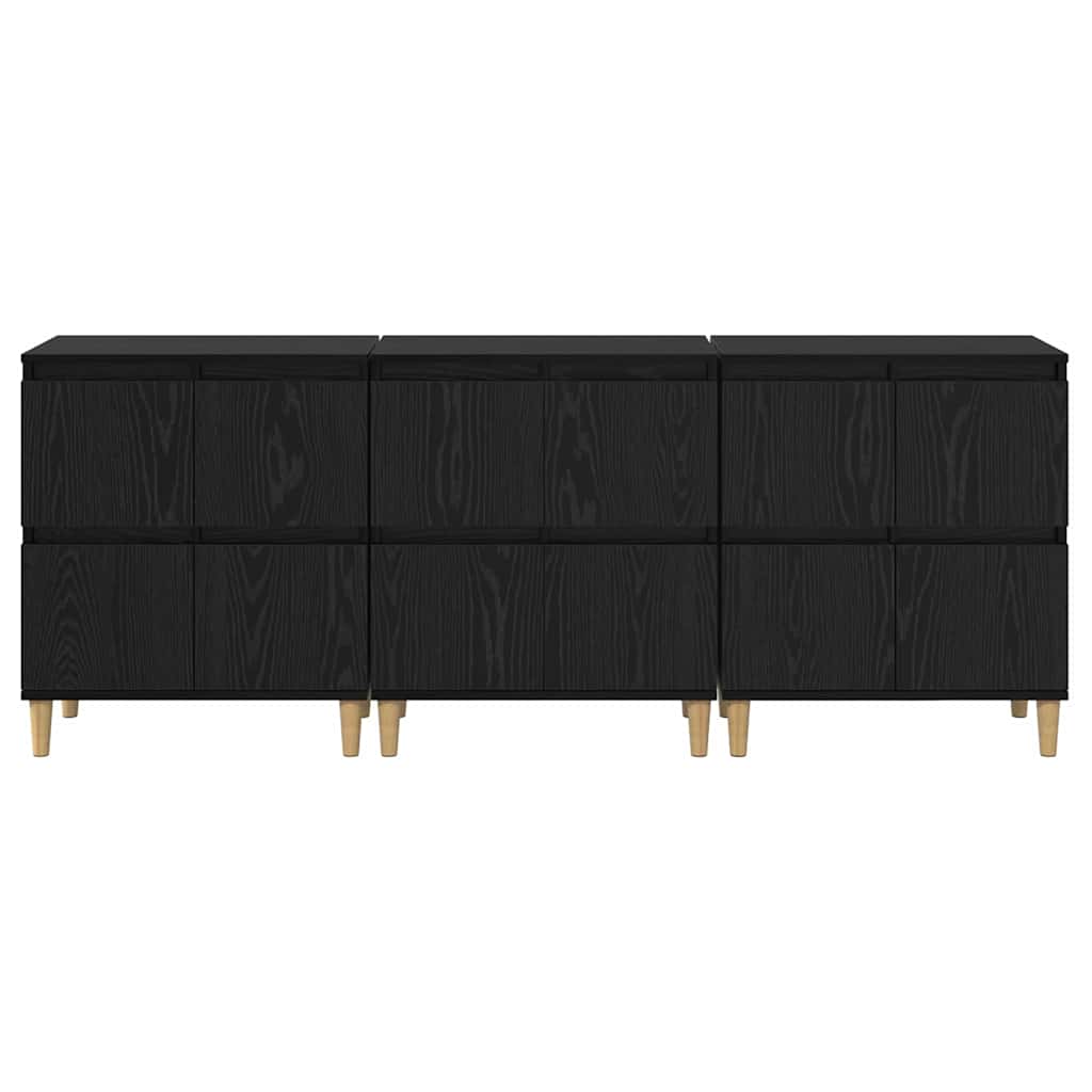 Oldalszekrények 3 db Fekete tölgy 60 x 35 x 70 cm Szerelt Fa