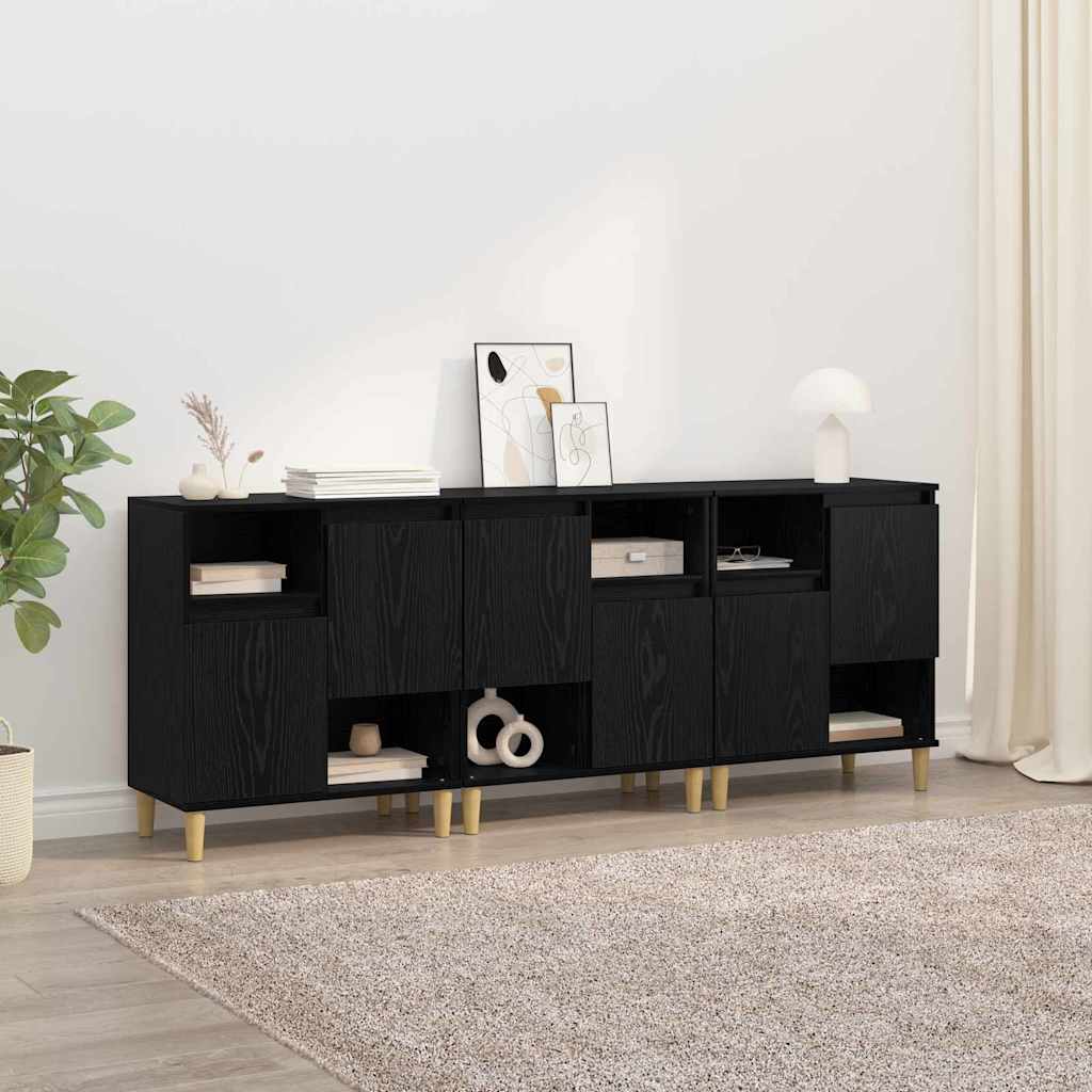 Oldalszekrények 3 db Fekete tölgy 60 x 35 x 70 cm Szerelt Fa