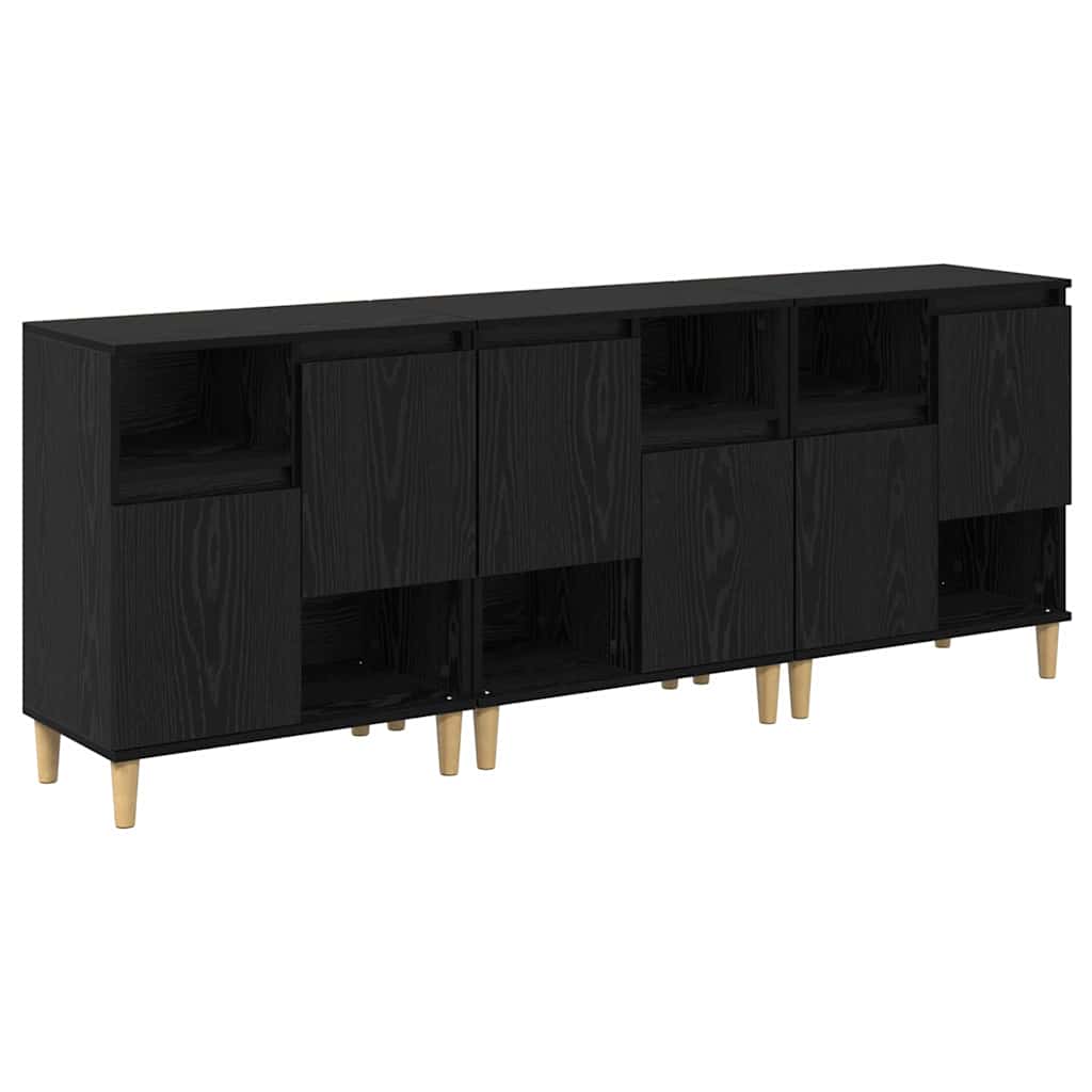 Oldalszekrények 3 db Fekete tölgy 60 x 35 x 70 cm Szerelt Fa
