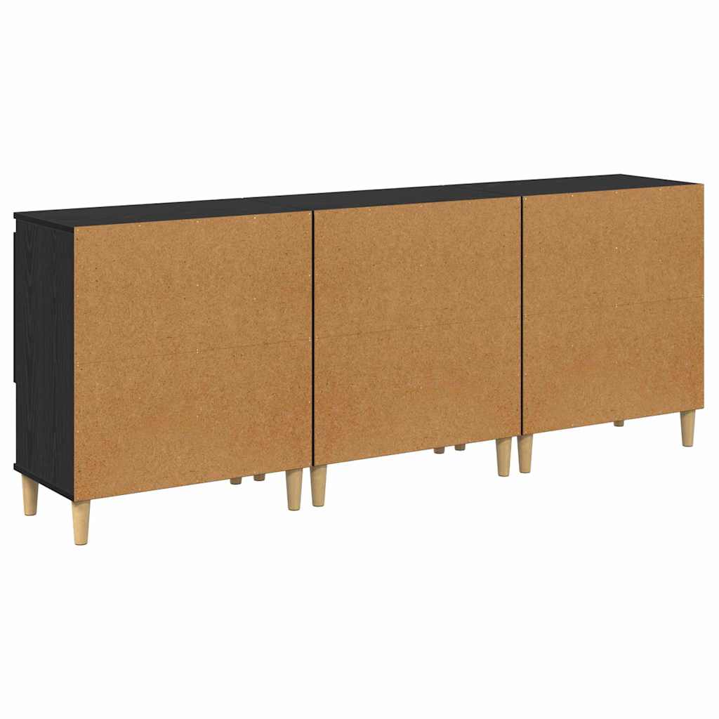 Oldalszekrények 3 db Fekete tölgy 60 x 35 x 70 cm Szerelt Fa