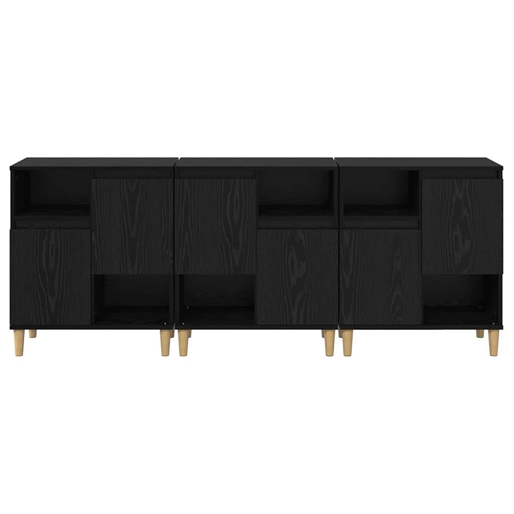 Oldalszekrények 3 db Fekete tölgy 60 x 35 x 70 cm Szerelt Fa