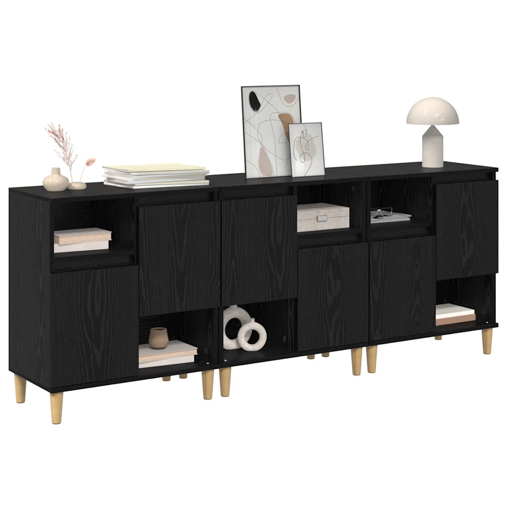 Oldalszekrények 3 db Fekete tölgy 60 x 35 x 70 cm Szerelt Fa