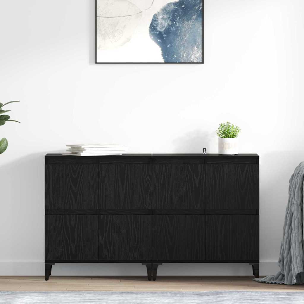 Oldalszekrények 2 pcs Fekete tölgy 60 x 35 x 70 cm Szerelt Fa