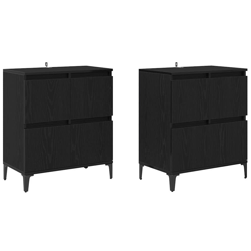 Oldalszekrények 2 pcs Fekete tölgy 60 x 35 x 70 cm Szerelt Fa