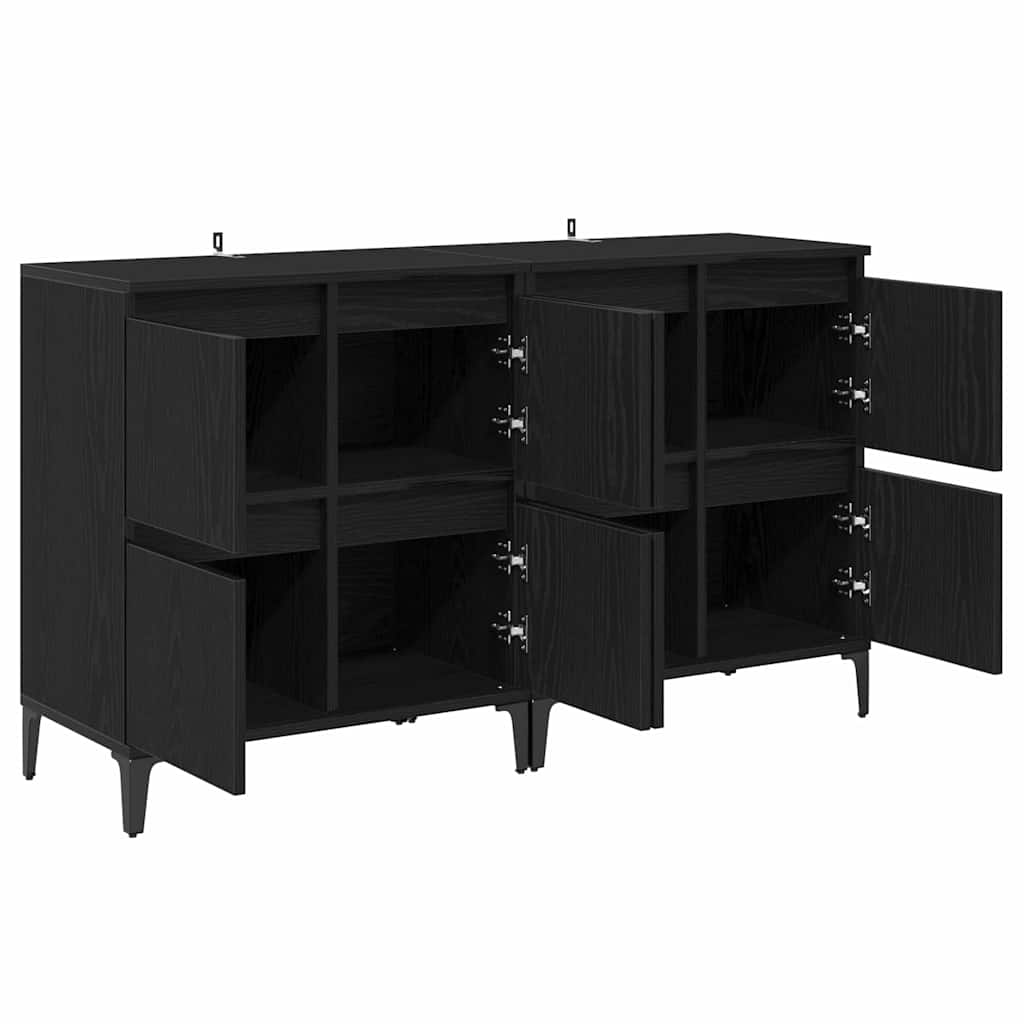 Oldalszekrények 2 pcs Fekete tölgy 60 x 35 x 70 cm Szerelt Fa