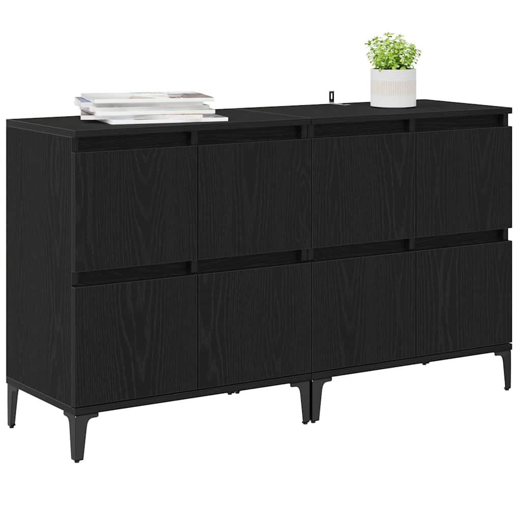 Oldalszekrények 2 pcs Fekete tölgy 60 x 35 x 70 cm Szerelt Fa