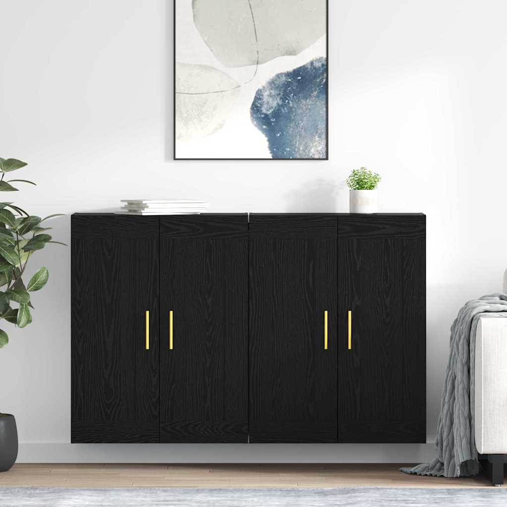 Fali szekrény 2 db Fekete tölgy 69,5 x 34 x 90 cm Szerelt Fa