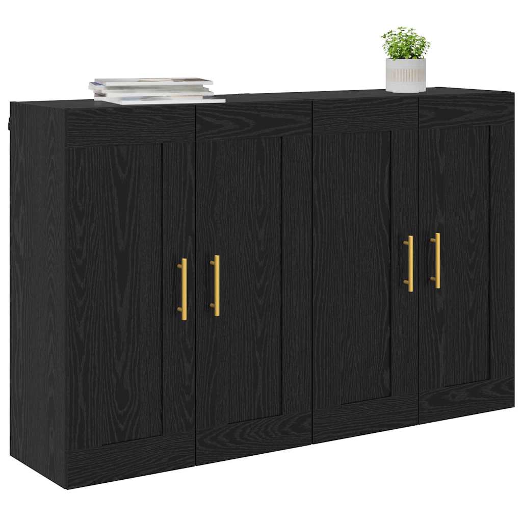 Fali szekrény 2 db Fekete tölgy 69,5 x 34 x 90 cm Szerelt Fa