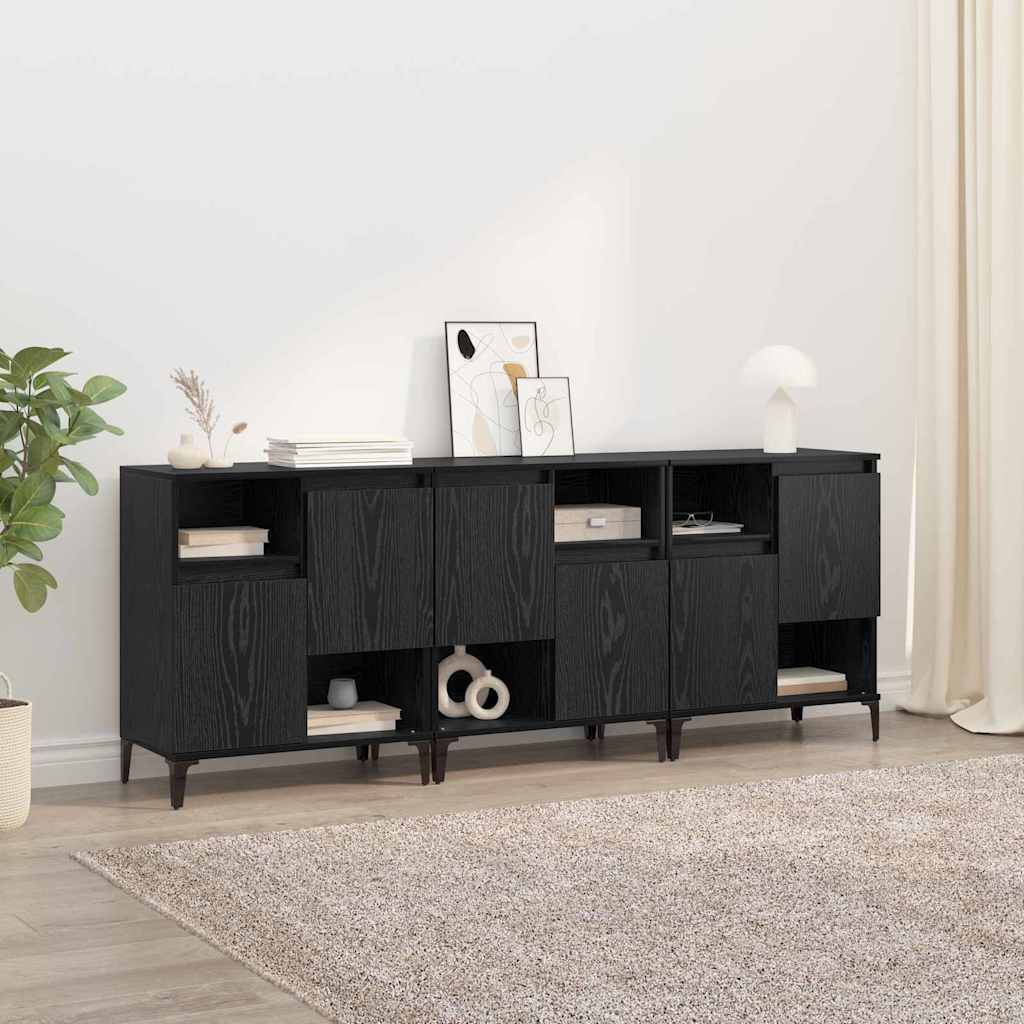Oldalszekrények 3 db Fekete tölgy 60 x 35 x 70 cm Szerelt Fa