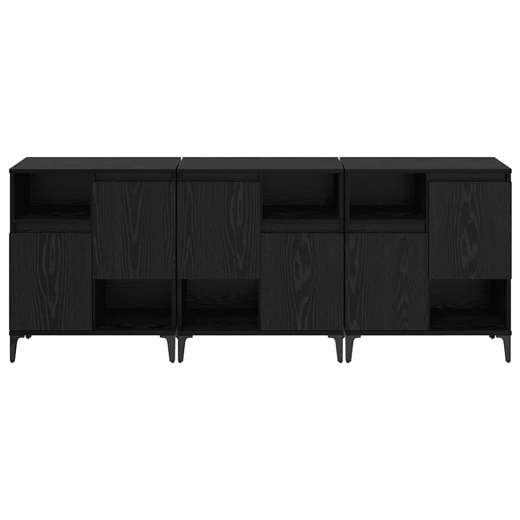 Oldalszekrények 3 db Fekete tölgy 60 x 35 x 70 cm Szerelt Fa