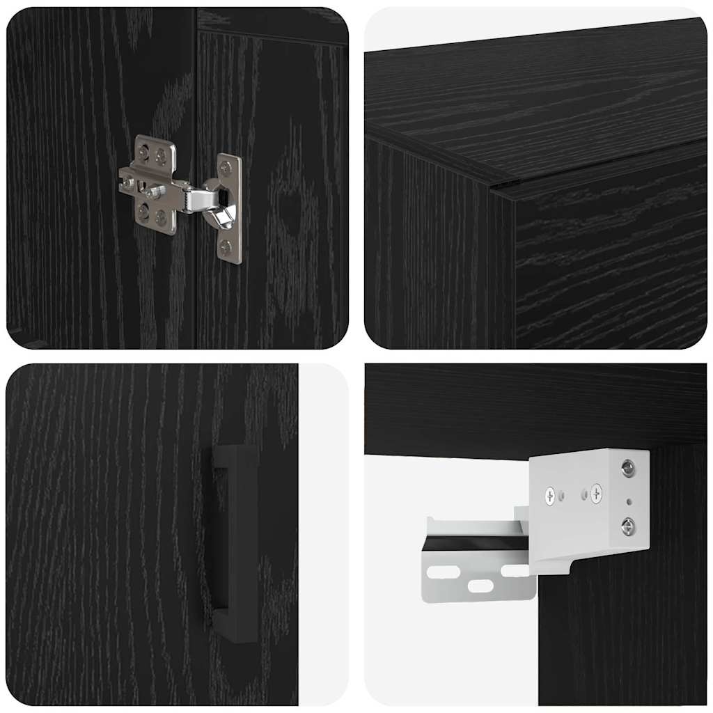 Fali szekrény 2 db Fekete tölgy 69,5 x 34 x 90 cm Szerelt Fa