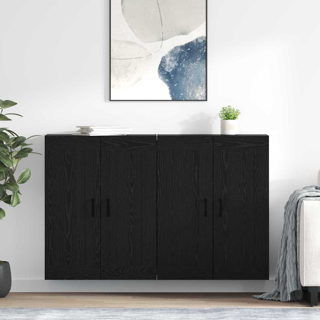 Fali szekrény 2 db Fekete tölgy 69,5 x 34 x 90 cm Szerelt Fa