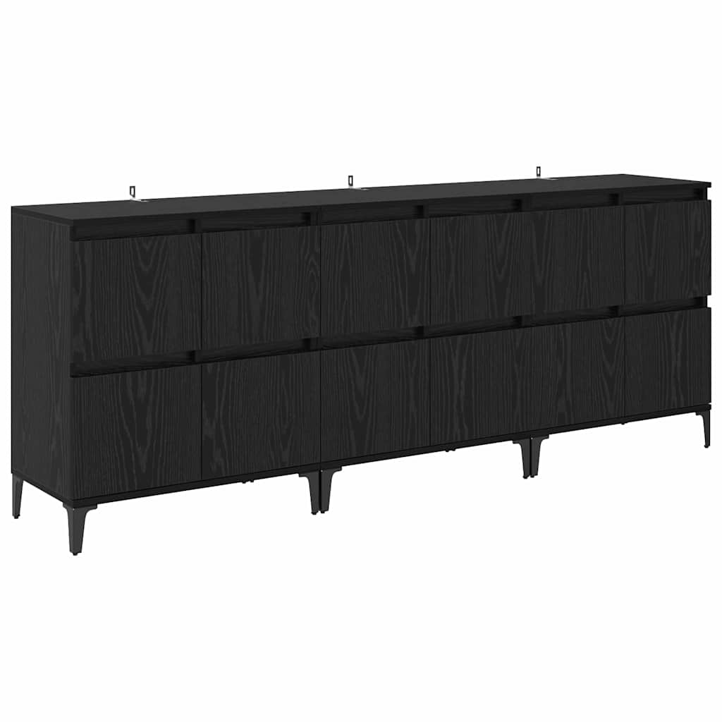 Oldalszekrények 3 db Fekete tölgy 60 x 35 x 70 cm Szerelt Fa