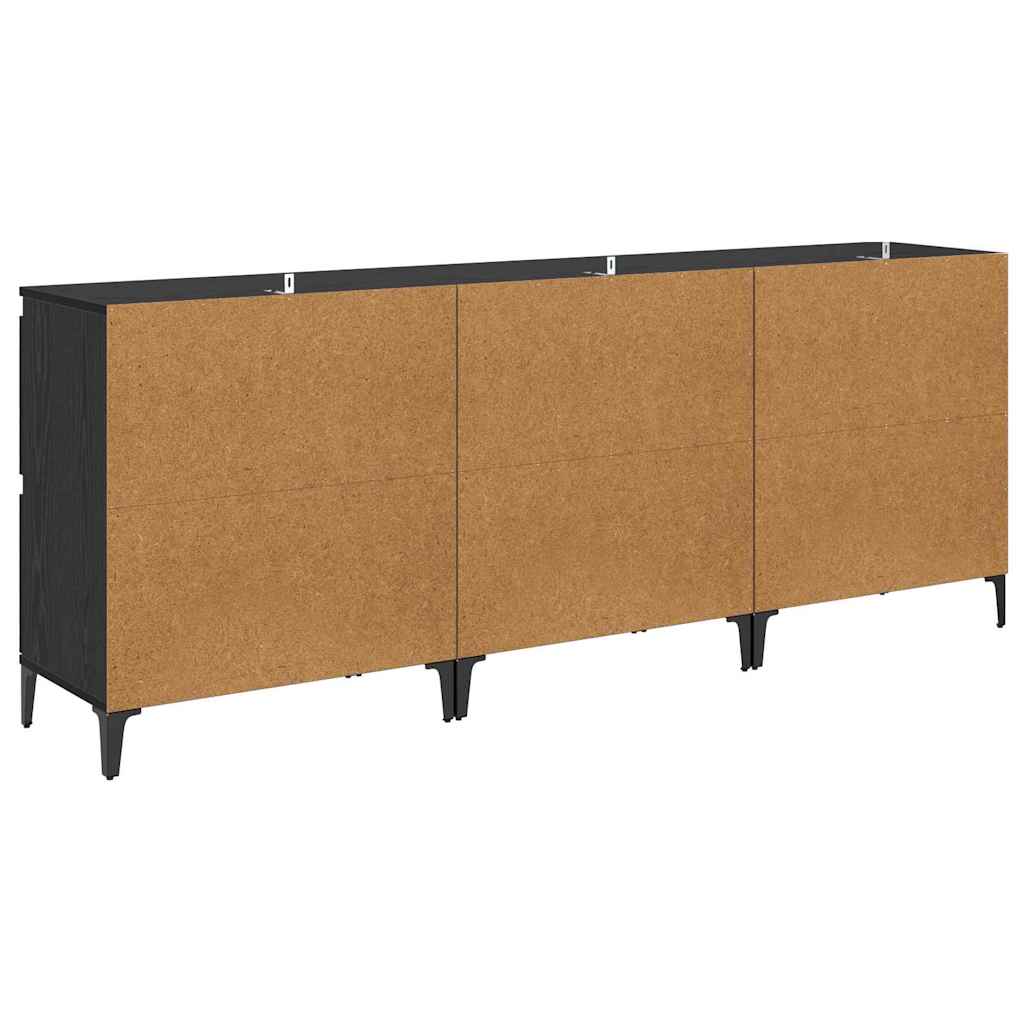 Oldalszekrények 3 db Fekete tölgy 60 x 35 x 70 cm Szerelt Fa