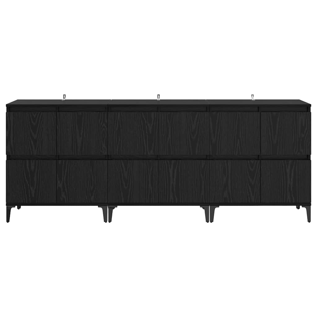 Oldalszekrények 3 db Fekete tölgy 60 x 35 x 70 cm Szerelt Fa