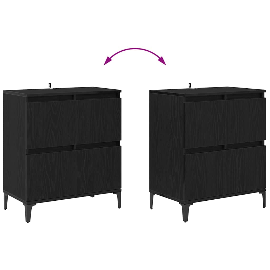 Oldalszekrények 3 db Fekete tölgy 60 x 35 x 70 cm Szerelt Fa