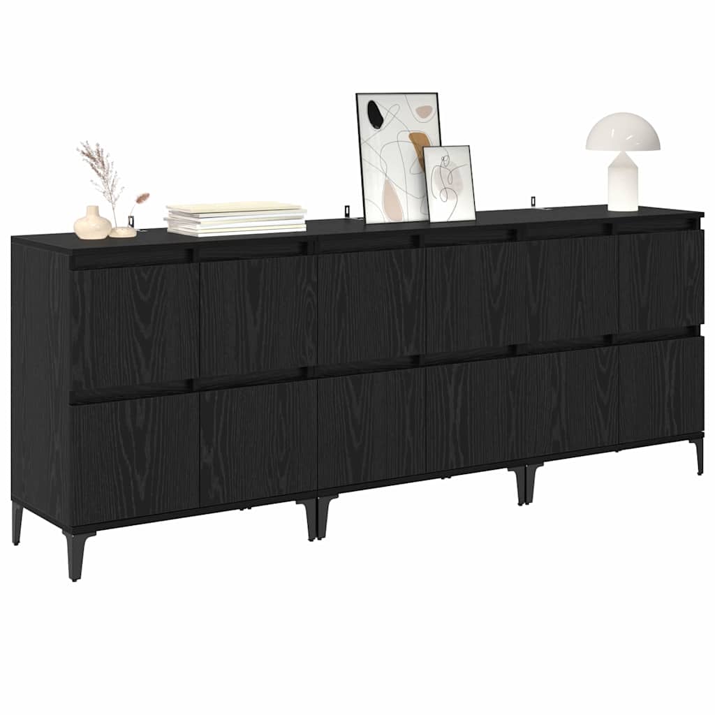 Oldalszekrények 3 db Fekete tölgy 60 x 35 x 70 cm Szerelt Fa