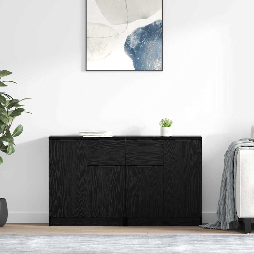 Oldalszekrények 2 pcs Fekete tölgy 60 x 30 x 70 cm Szerelt Fa