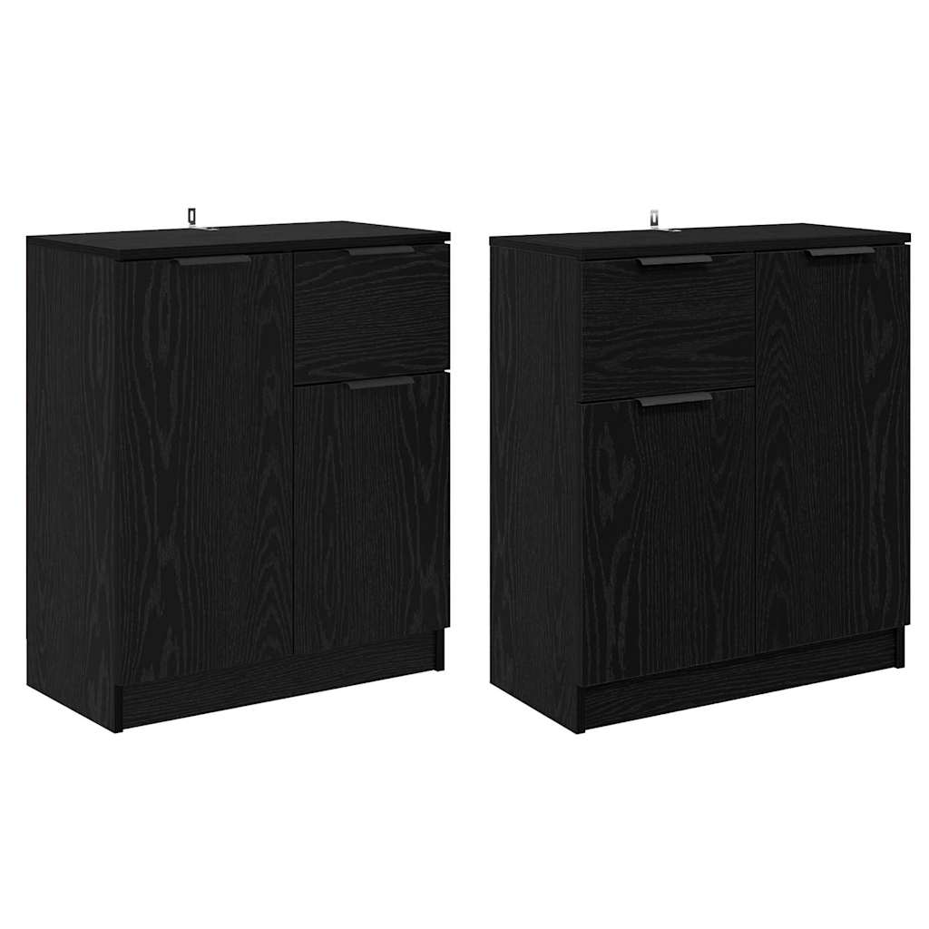 Oldalszekrények 2 pcs Fekete tölgy 60 x 30 x 70 cm Szerelt Fa