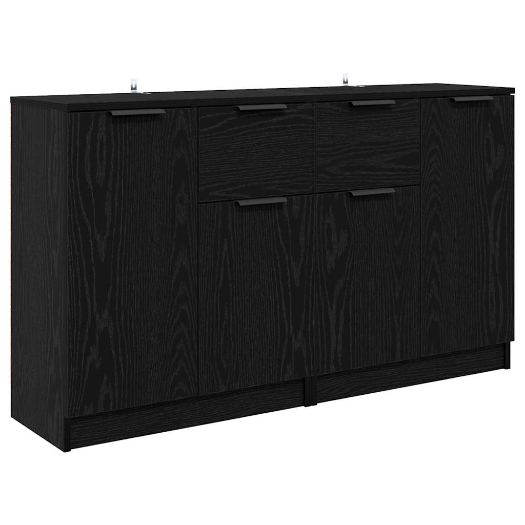 Oldalszekrények 2 pcs Fekete tölgy 60 x 30 x 70 cm Szerelt Fa