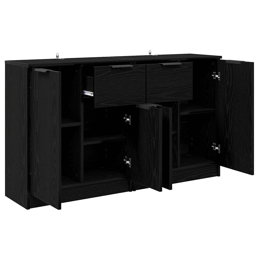 Oldalszekrények 2 pcs Fekete tölgy 60 x 30 x 70 cm Szerelt Fa