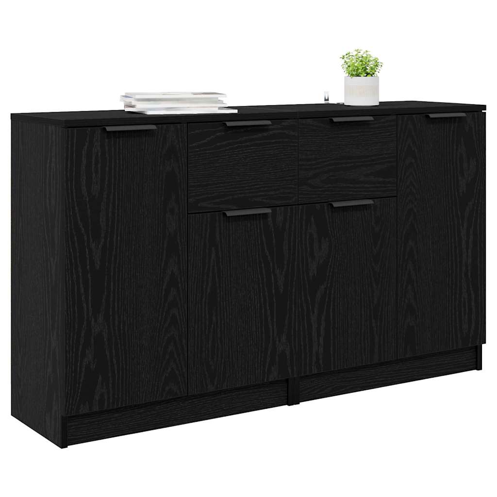 Oldalszekrények 2 pcs Fekete tölgy 60 x 30 x 70 cm Szerelt Fa