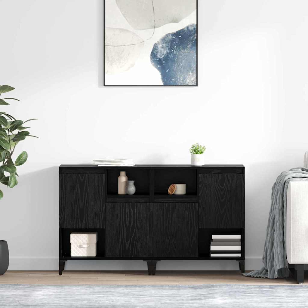 Oldalszekrények 2 pcs Fekete tölgy 60 x 35 x 70 cm Szerelt Fa