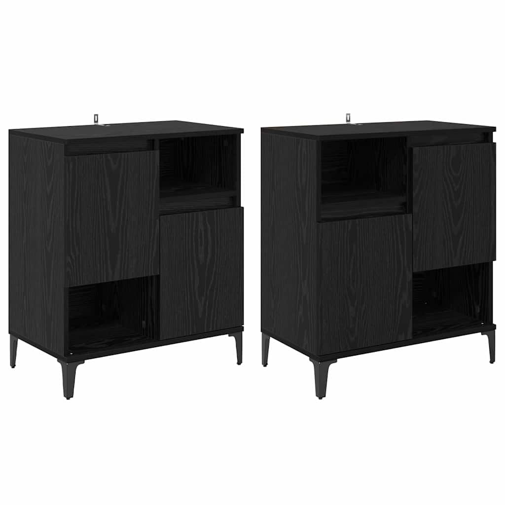 Oldalszekrények 2 pcs Fekete tölgy 60 x 35 x 70 cm Szerelt Fa
