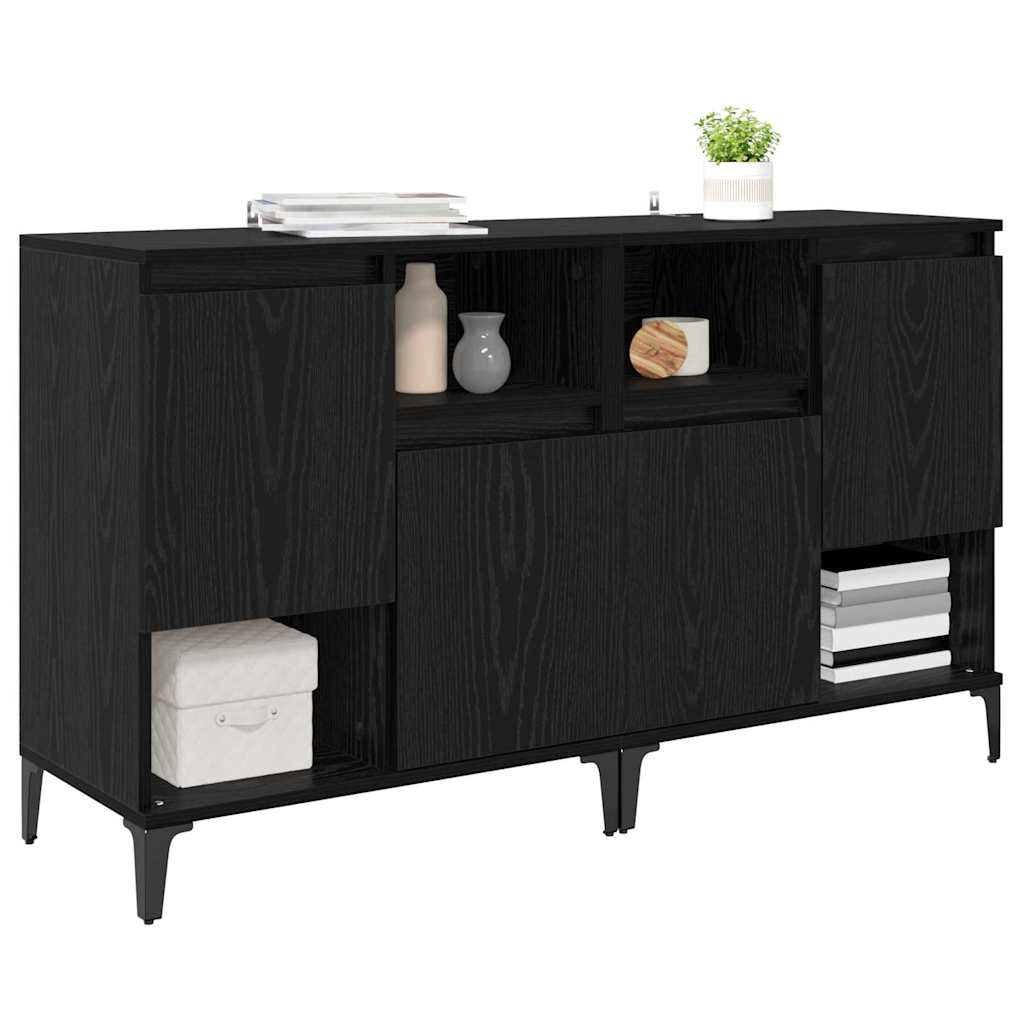 Oldalszekrények 2 pcs Fekete tölgy 60 x 35 x 70 cm Szerelt Fa