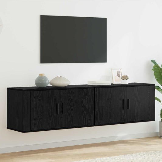 Fali TV szekrény szett 2 pcs Fekete tölgy 80 x 34,5 x 40 cm