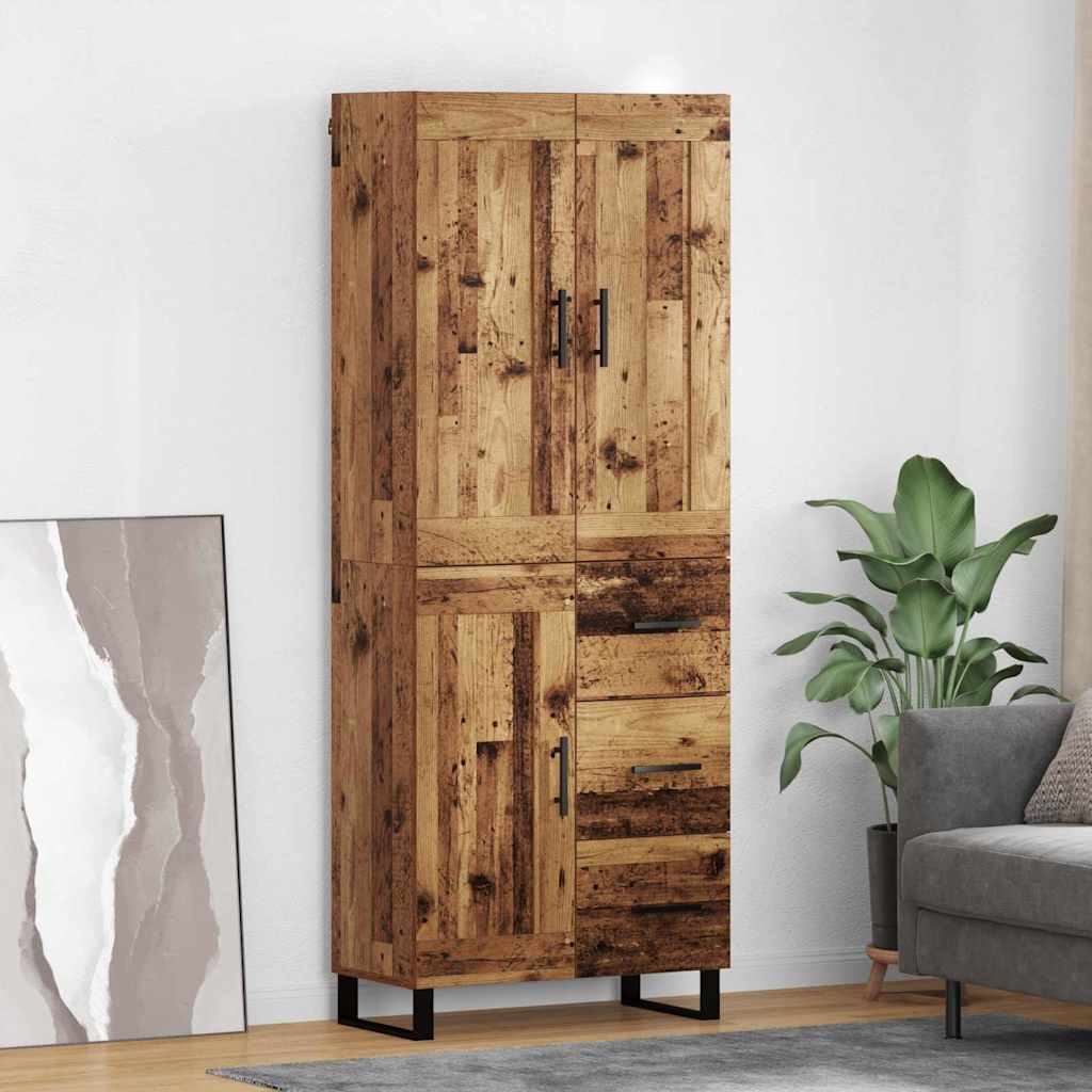 Magasfiú 2 pcs Öreg fa 69,5 x 34 x 180 cm Szerelt fa és Üveg